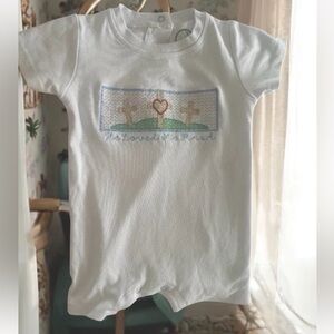 New He Loved Me First Christian One Piece Embroidered Baby Boys Sz 12M